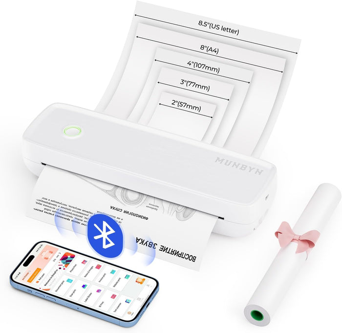 Photos - Printer Munbyn Small Mobile, Portable Wireless Travel ITP04 White ITP04-WH