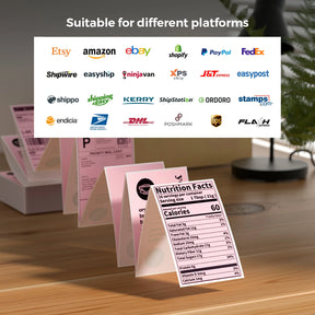 MUNBYN pink shipping labels is compatible with various selling and shipping platforms, such as Shopify, Etsy, Amazon, eBay, USPS, and FedEx.