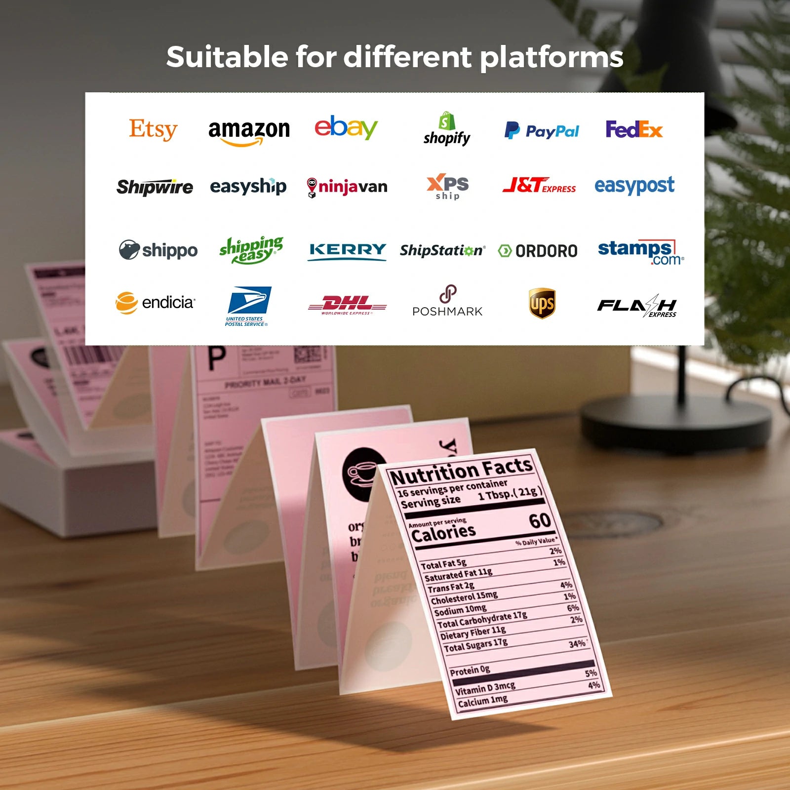 MUNBYN coloured 4x6 thermal fanfold labels are suitable for different platforms.