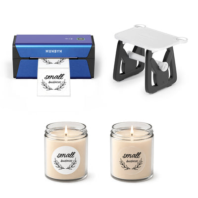 MUNBYN RealWriter RW401AP Wireless Printer, Circle Labels & 3-in-1 Holder Candle Kit