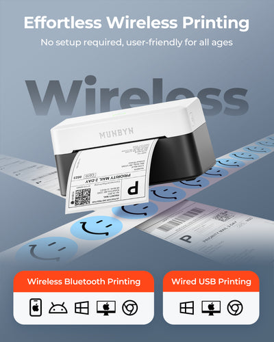 MUNBYN RW403B Bluetooth Thermal Label Printer Kit for Small Business Labelling