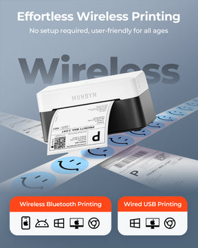 MUNBYN RealWriter 403B Bluetooth Thermal Label Printer Kits [Panda]