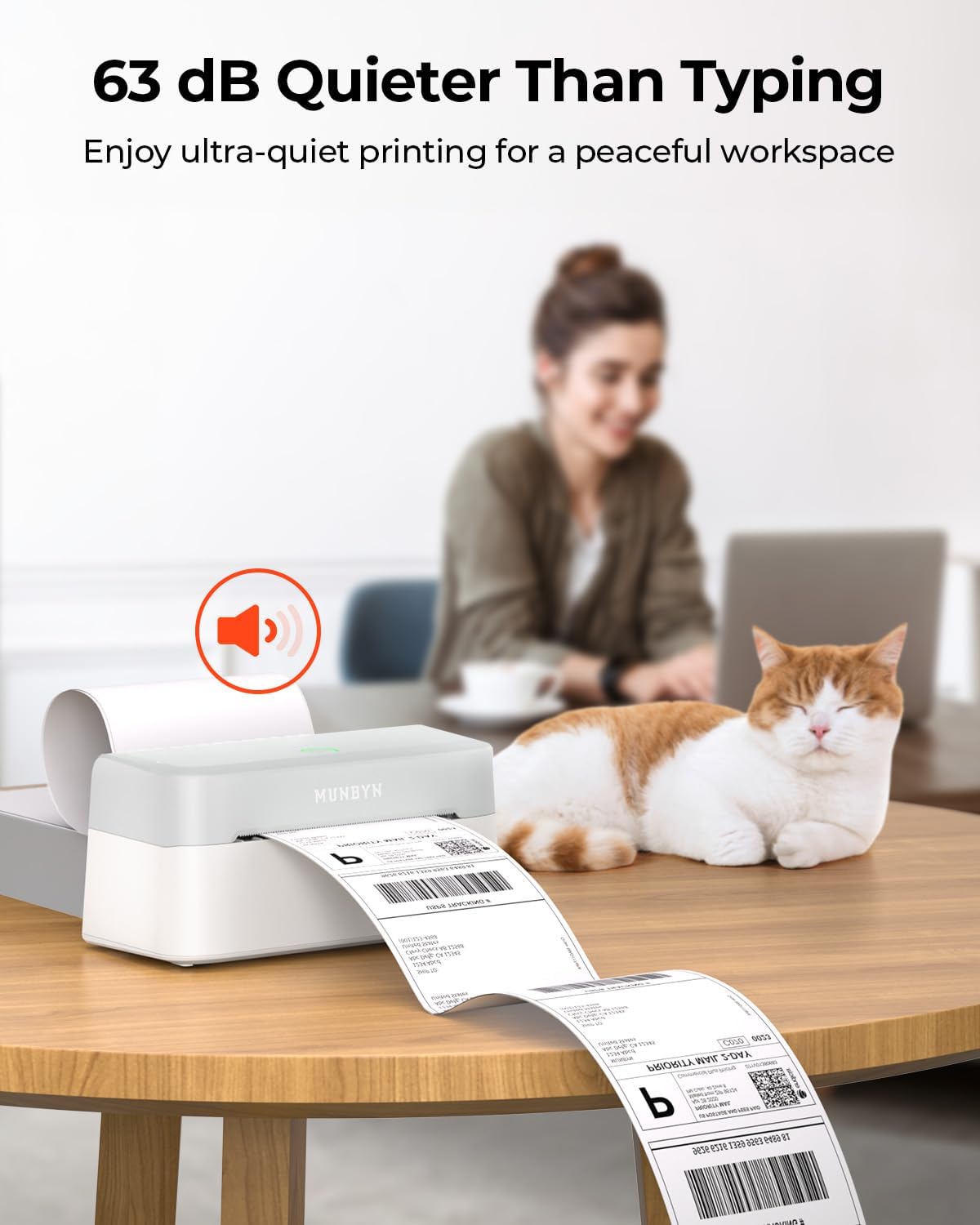 MUNBYN RW403B Bluetooth Thermal Label Printer for Shipping and Product Labelling