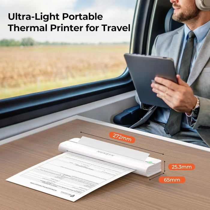 Side view of Portable Printer Bluetooth ITP02 wireless A4 Printer with 2000mAh battery