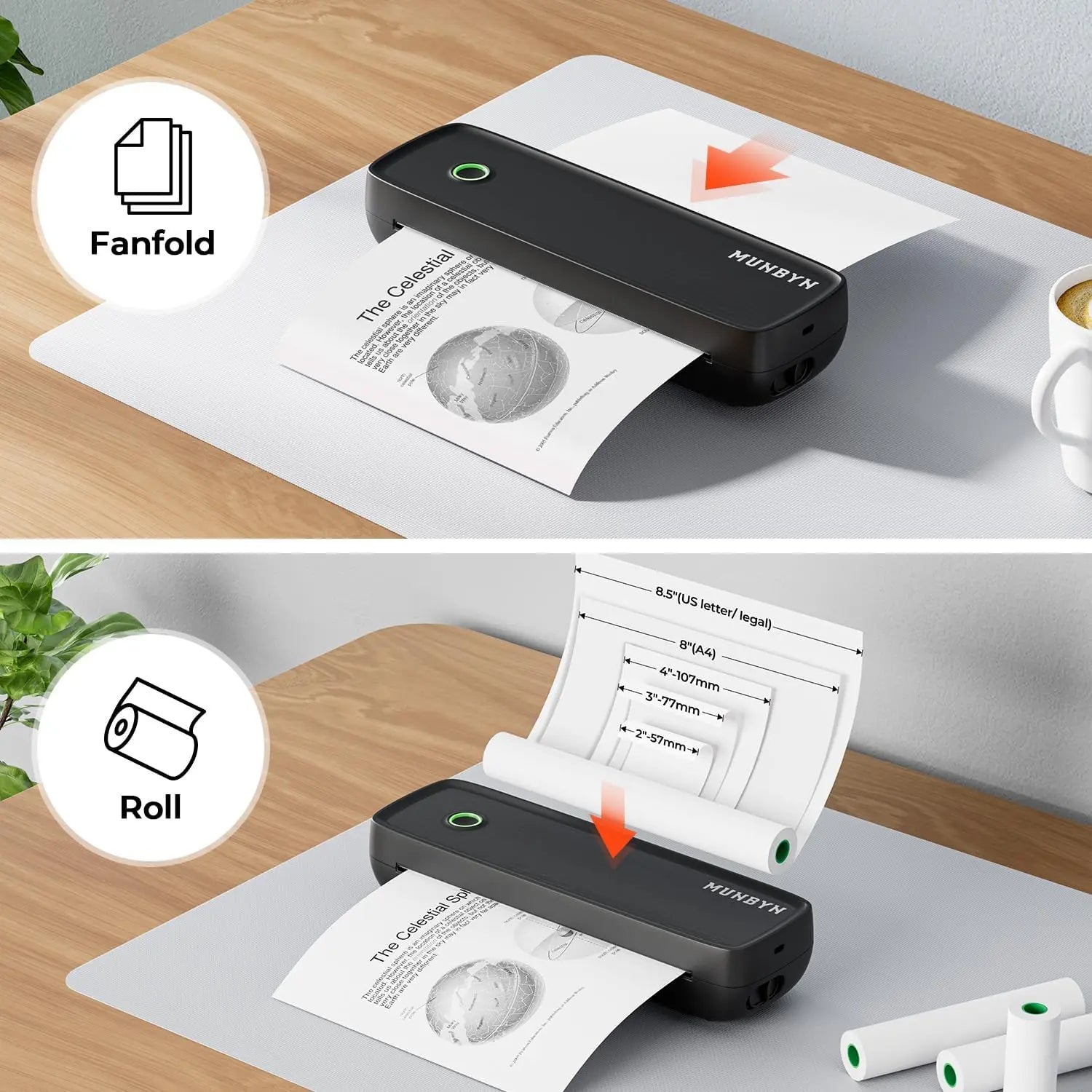 MUNBYN ITP04 A4 Portable Inkless Thermal Printer