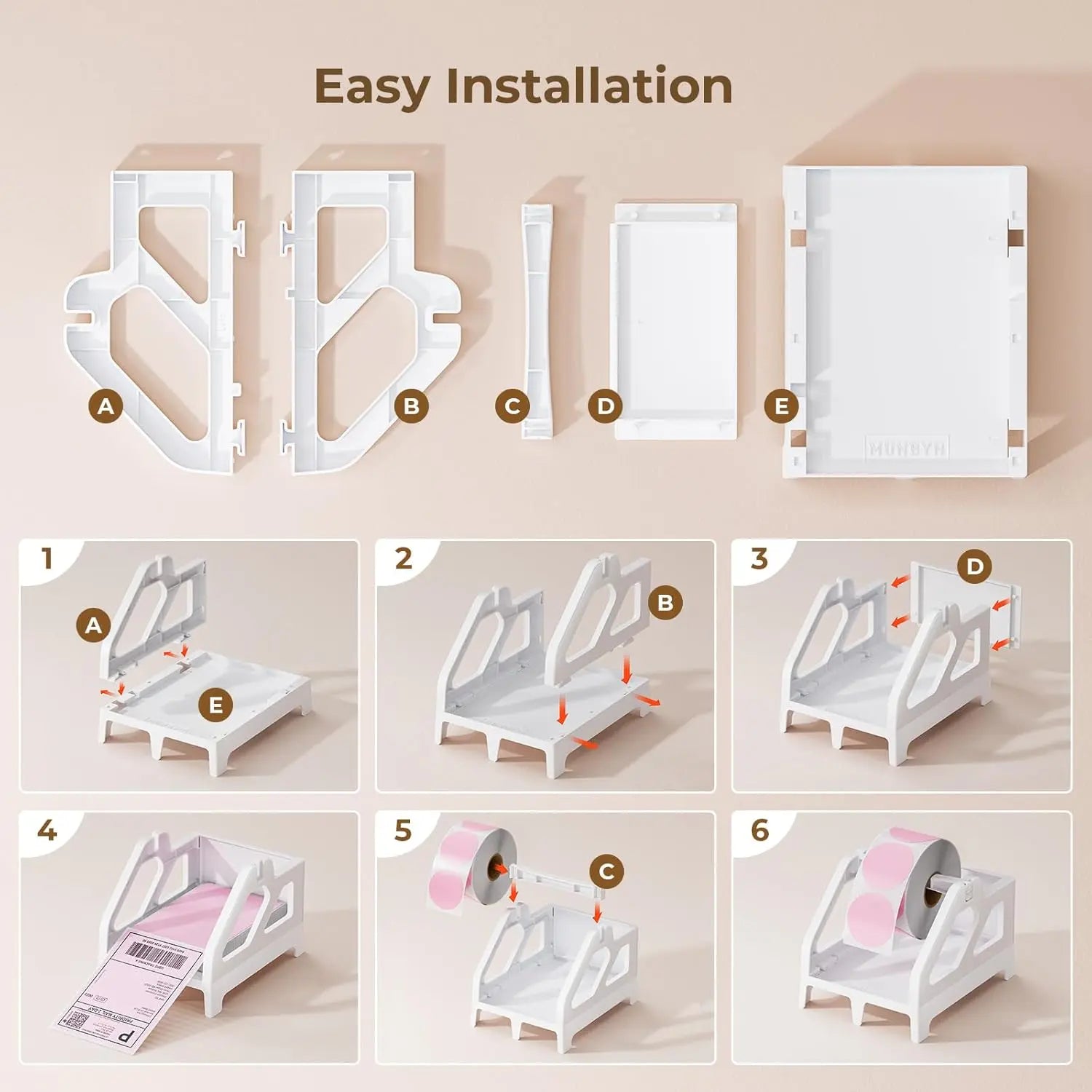 MUNBYN Roll and Fan-Fold 2 in 1 Label Holder for Printer