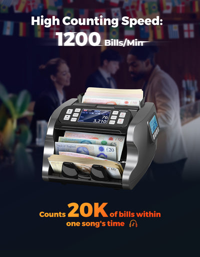 MUNBYN IMC22 Mixed Denomination Money Counter Machine for Business & Merchant