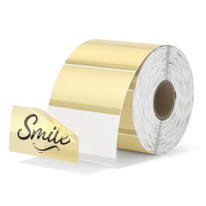 Transform your labeling into a dazzling display with MUNBYN Gold Glitter Rectangle Thermal Labels.