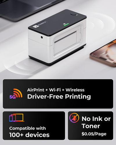 MUNBYN RW941AP AirPrint Thermal Label Printer Kit for All-in-One Labelling