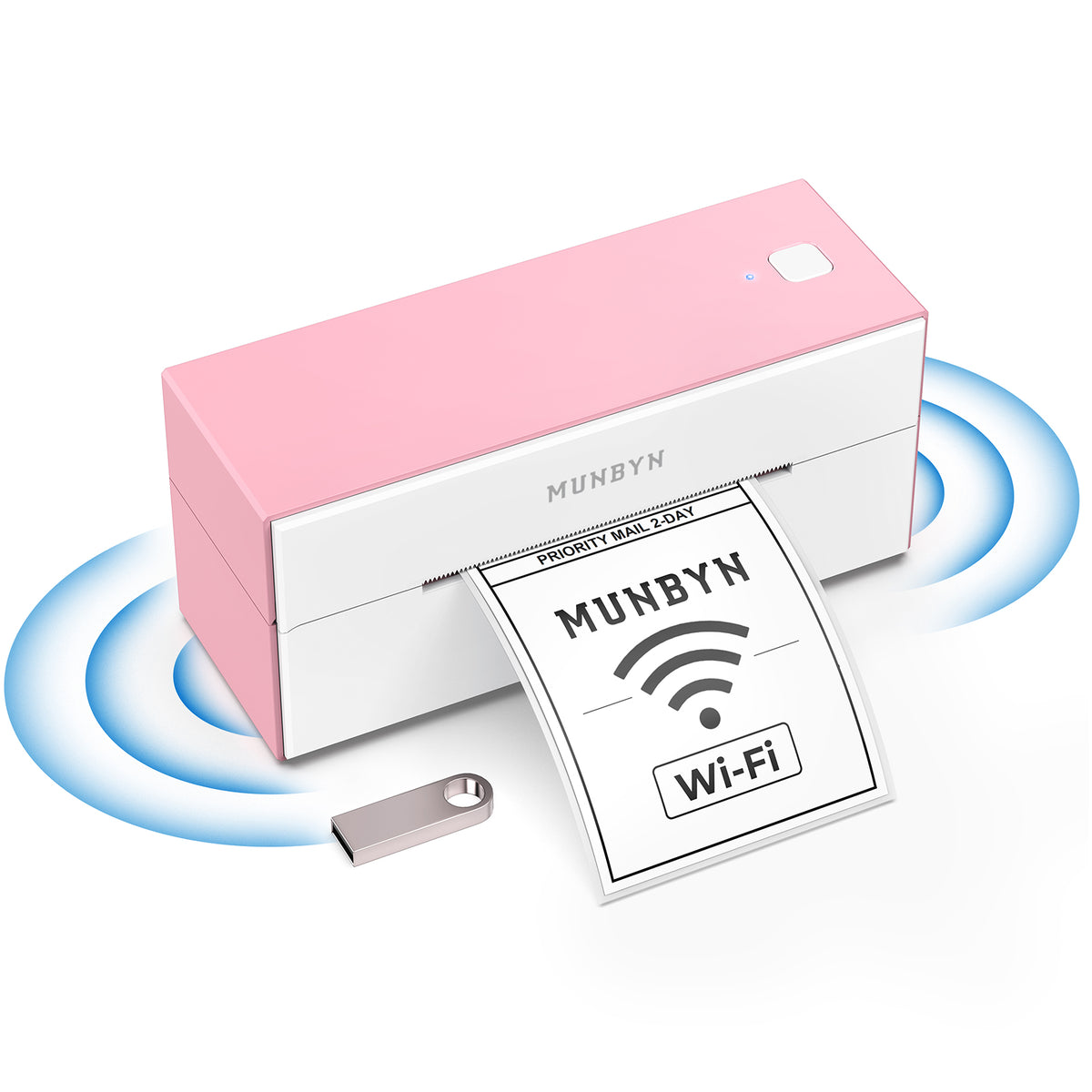 MUNBYN P129S pink wireless printer connects easily to your devices through WiFi, allowing for seamless integration into your existing workflow.