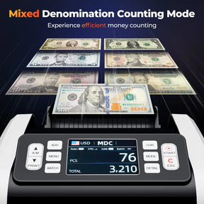 MUNBYN Money Counter Machine Mixed Denomination White IMC09