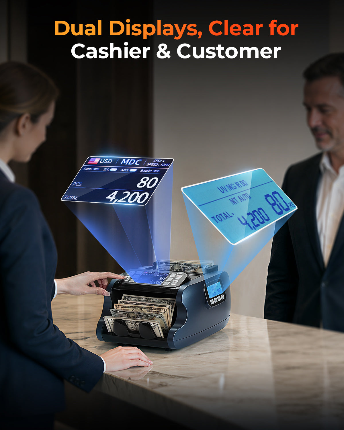 MUNBYN IMC22 Mixed Denomination Money Counter Machine for Business & Merchant