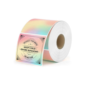 MUNBYN Rainbow Square Thermal Sticker Labels | 500 Labels Per Roll