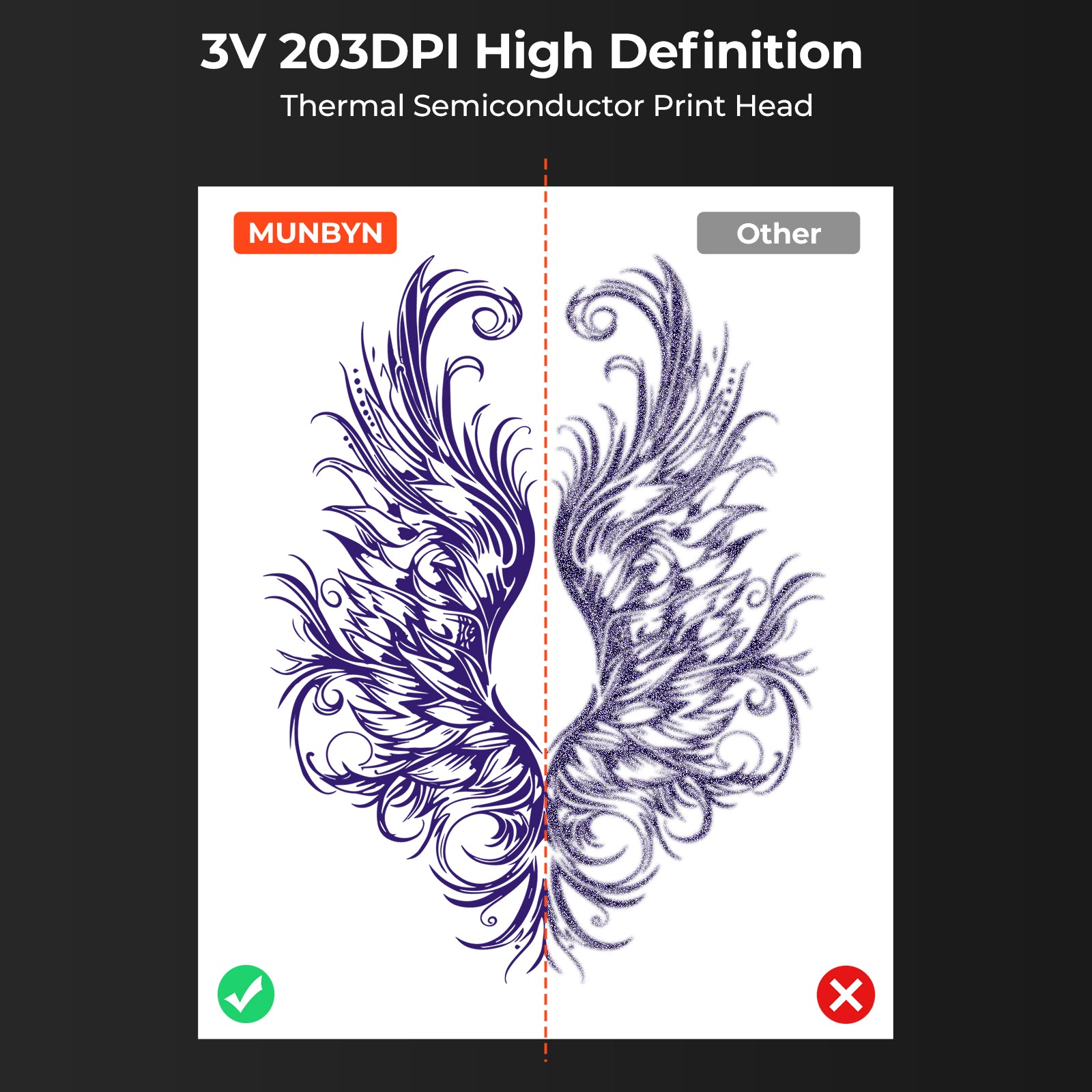 Achieve precise 203 DPI resolution for sharper, clearer designs. 