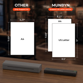 MUNBYN ITP05 tattoo stencil printer is compatible with both A4 and 8.5-inch US Letter size paper.