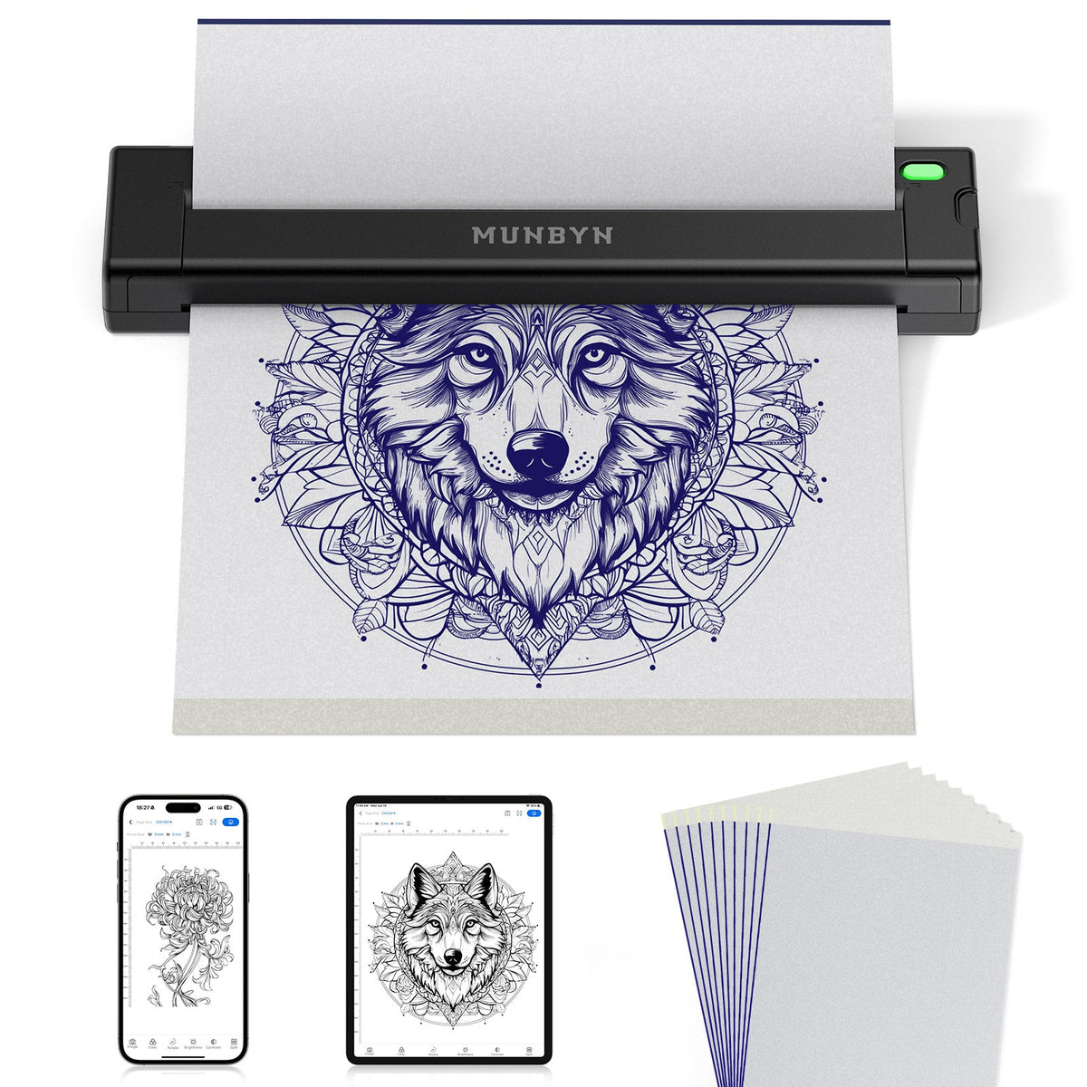 ITP05S Tattoo Stencil Bluetooth Thermal Printer 20 Sheets Transfer Paper