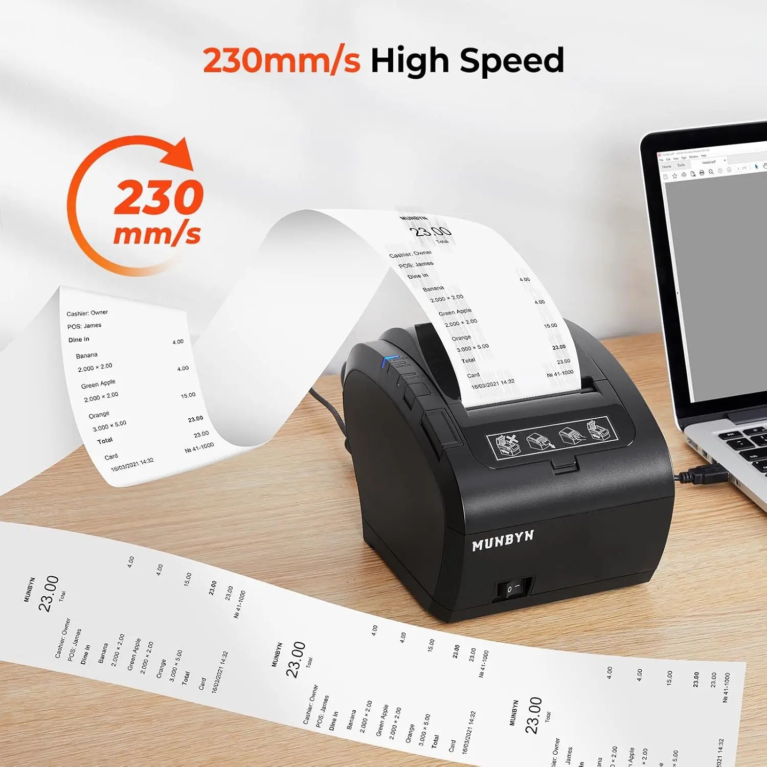 MUNBYN 047P USB Direct Thermal Receipt POS Printer