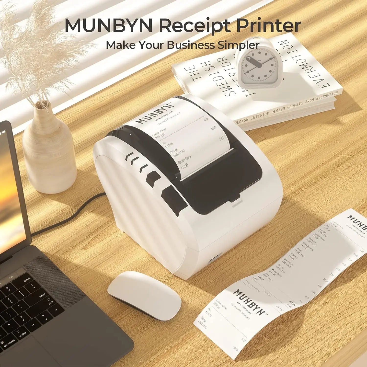 MUNBYN 047P Bluetooth Direct Thermal Receipt POS Printer