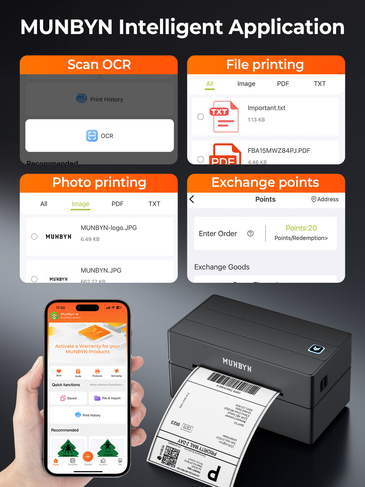 MUNBYN RealWriter 130B Bluetooth Thermal Label Printer