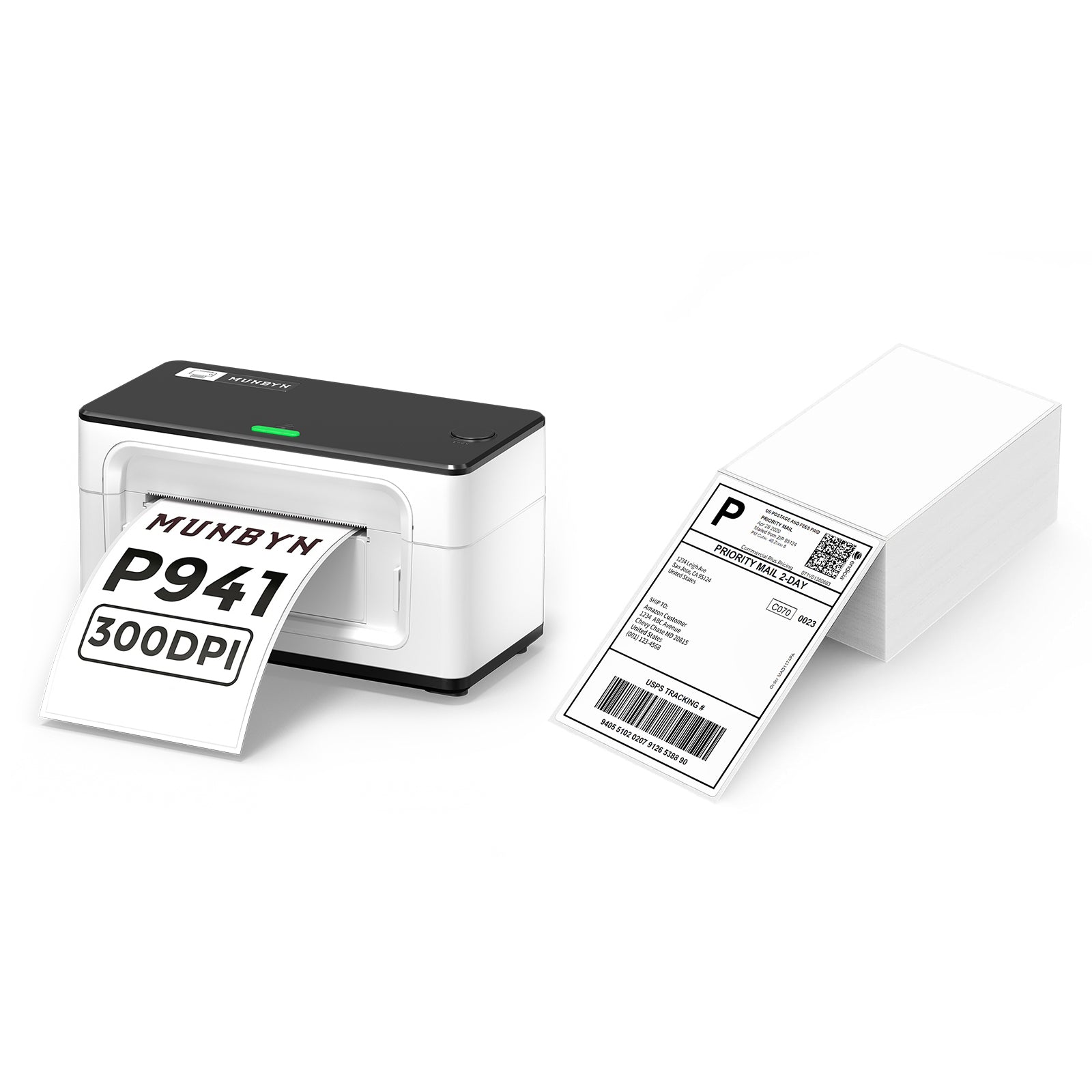 MUNBYN RW941BP 300DPI Bluetooth Thermal Label Printer for Product Labels and Branding