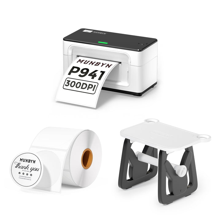 MUNBYN RW941BP 300DPI Bluetooth Thermal Label Printer Kit for Premium Small Business Labelling