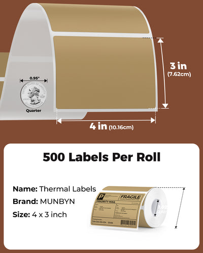 MUNBYN 4" x 2" & 4" x 3"Rectangle Thermal Labels for Barcode, Address and Multi-Purpose Use