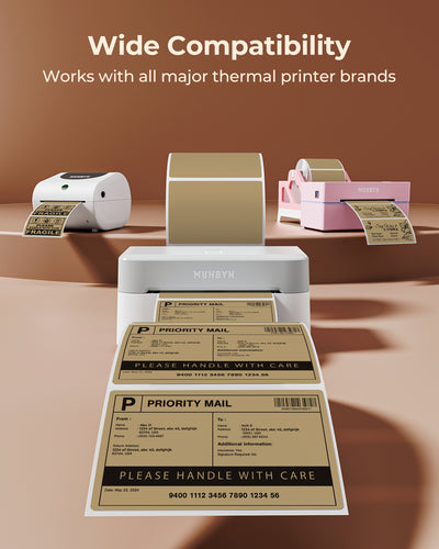 MUNBYN 4" x 2" & 4" x 3"Rectangle Thermal Labels for Barcode, Address and Multi-Purpose Use