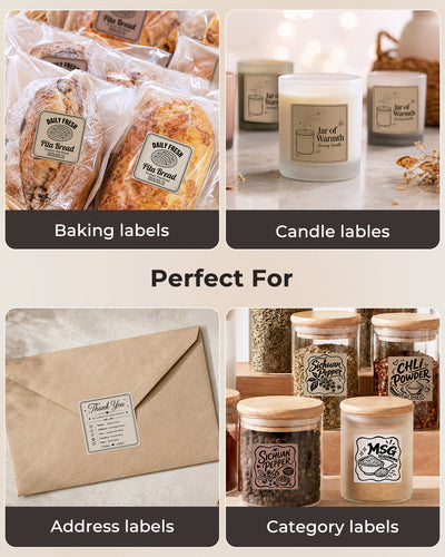 MUNBYN 2" Morandi Series 5 Color Square Thermal Label Stickers for Candle & Baking