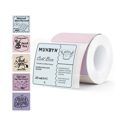 MUNBYN 2" Morandi Series 5 Color Square Thermal Label Stickers for Candle & Baking