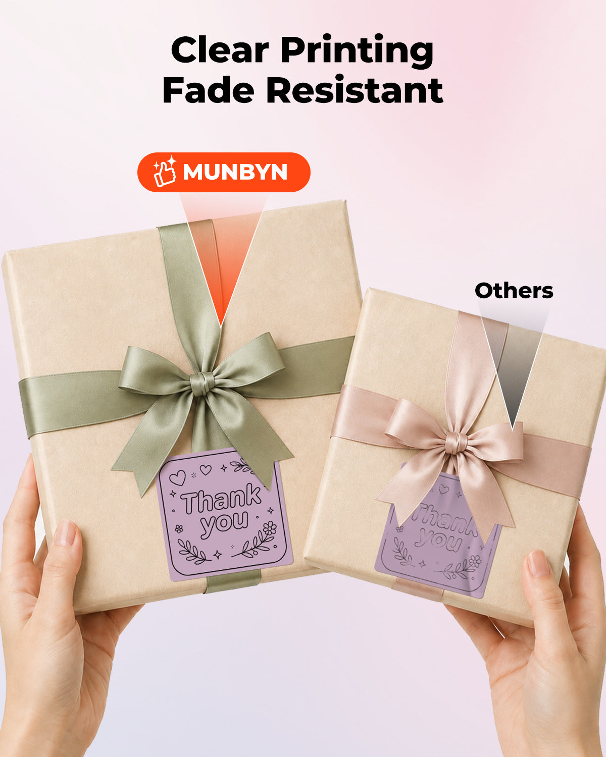 MUNBYN 2" Morandi Series 5 Color Square Thermal Label Stickers for Candle & Baking