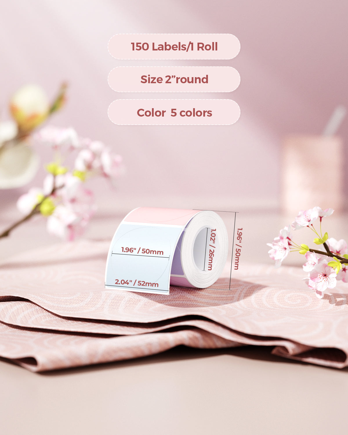 MUNBYN 2in Morandi Series 5 Color Round Labels 150pcs