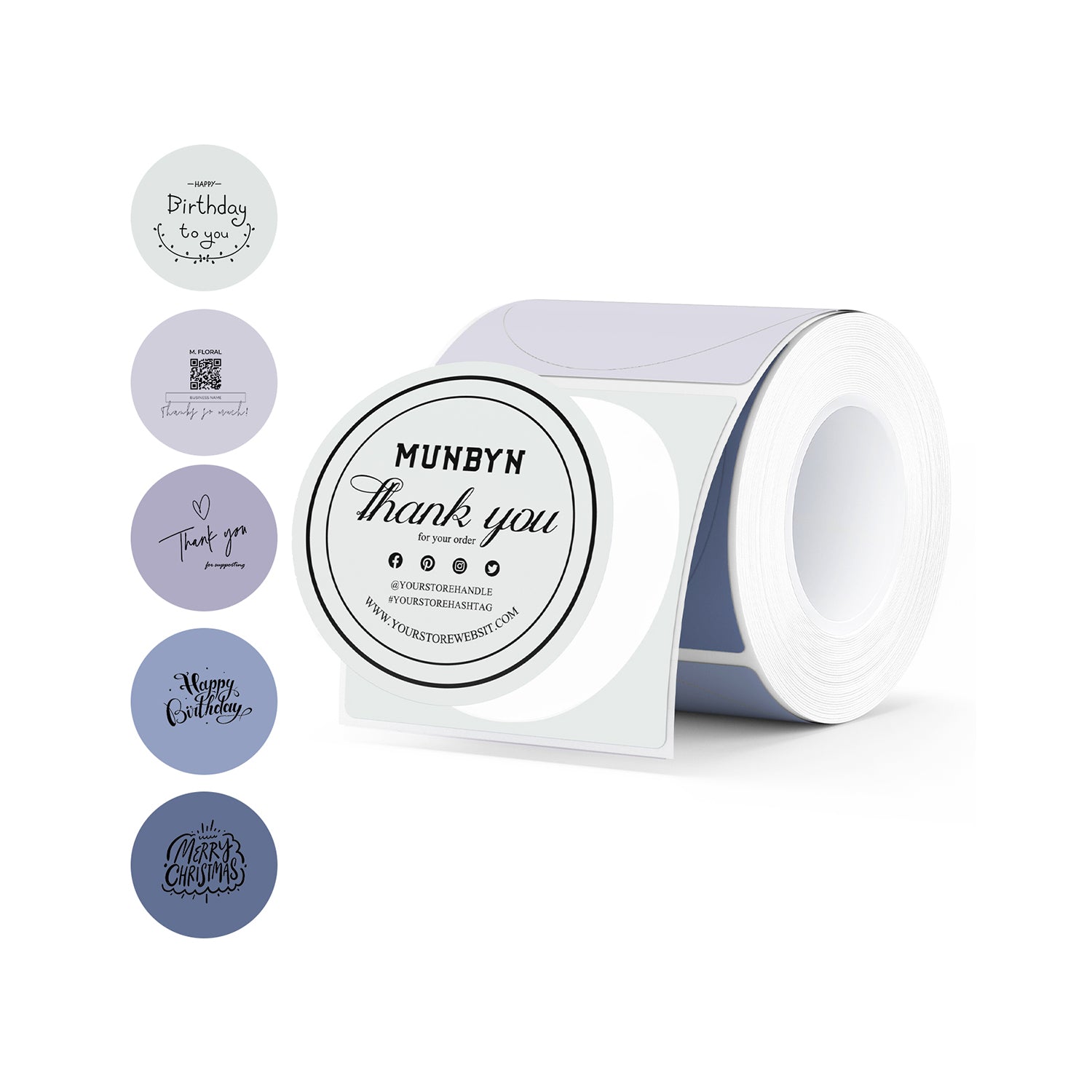 MUNBYN 2in Morandi Series 5 Color Round Labels 150pcs