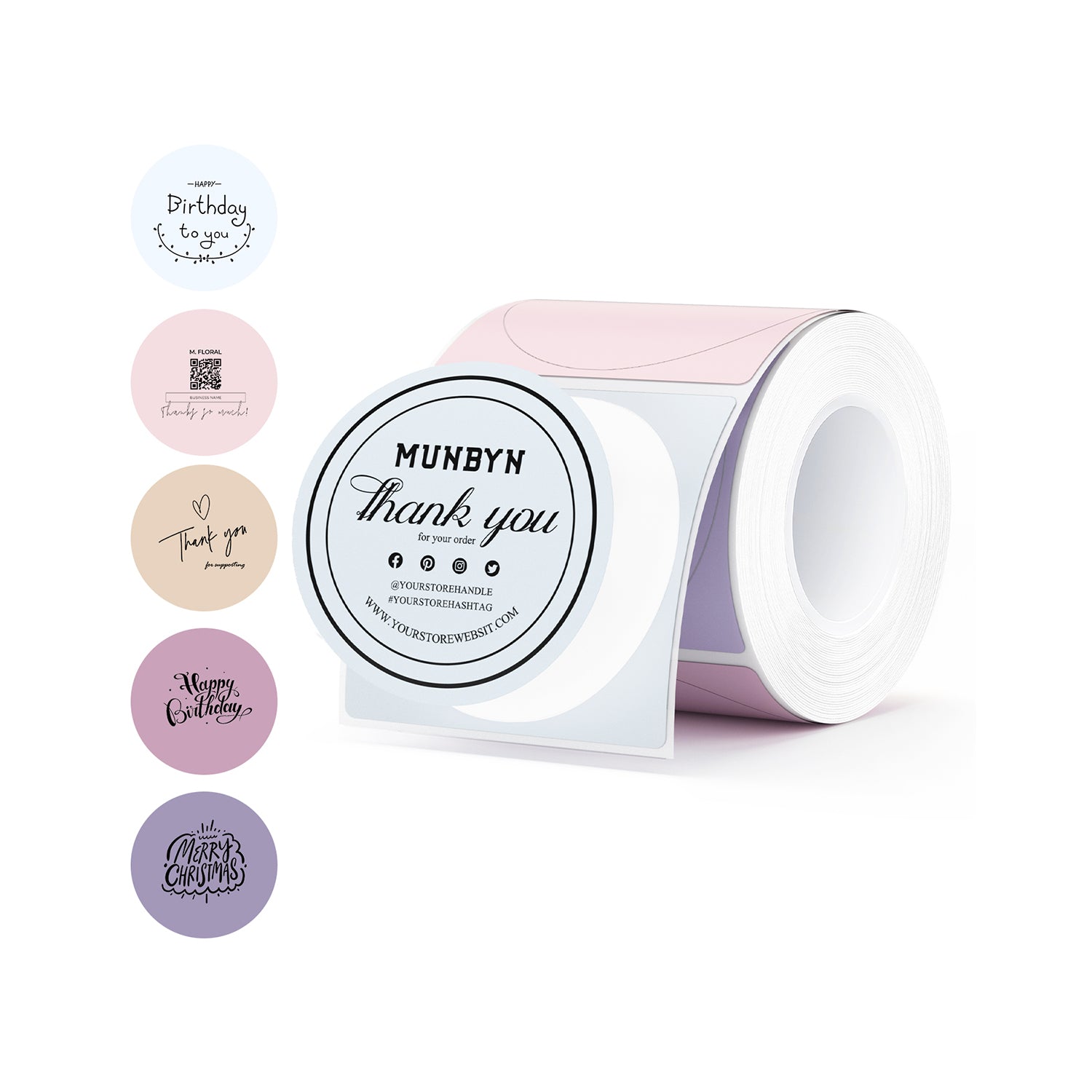 MUNBYN 2in Morandi Series 5 Color Round Labels 150pcs