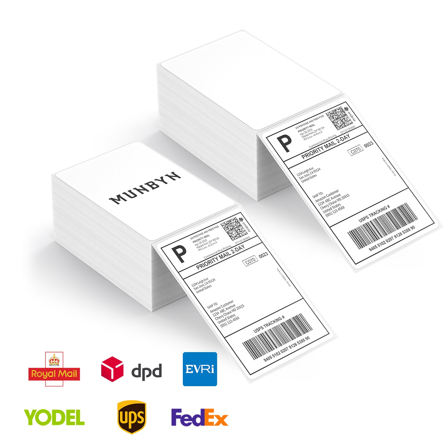 MUNBYN 4x6 Fan-Fold Direct Thermal Shipping Labels for Ecommerce Orders