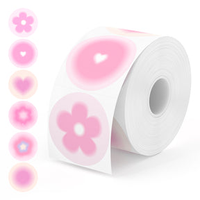 Elevate your labeling game with MUNBYN's 6-in-1 Pink Decorative Round Label Rolls, where each roll has six charming pink patterns.