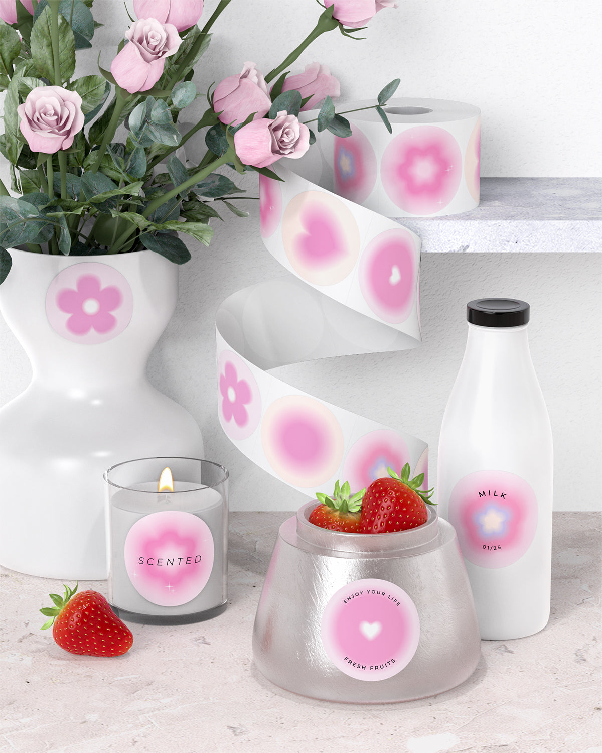 Not only are these labels functional, but they also double as decorative stickers, adding a delightful pop of pink pizzazz to any item.