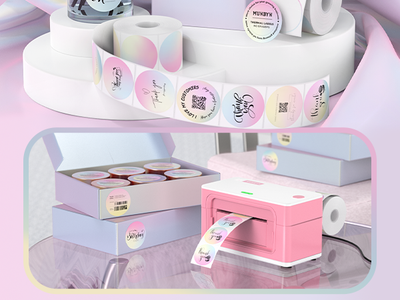 MUNBYN 941BP 300DPI Bluetooth Printer & Colour Gradient Labels Beauty Product Branding Kit
