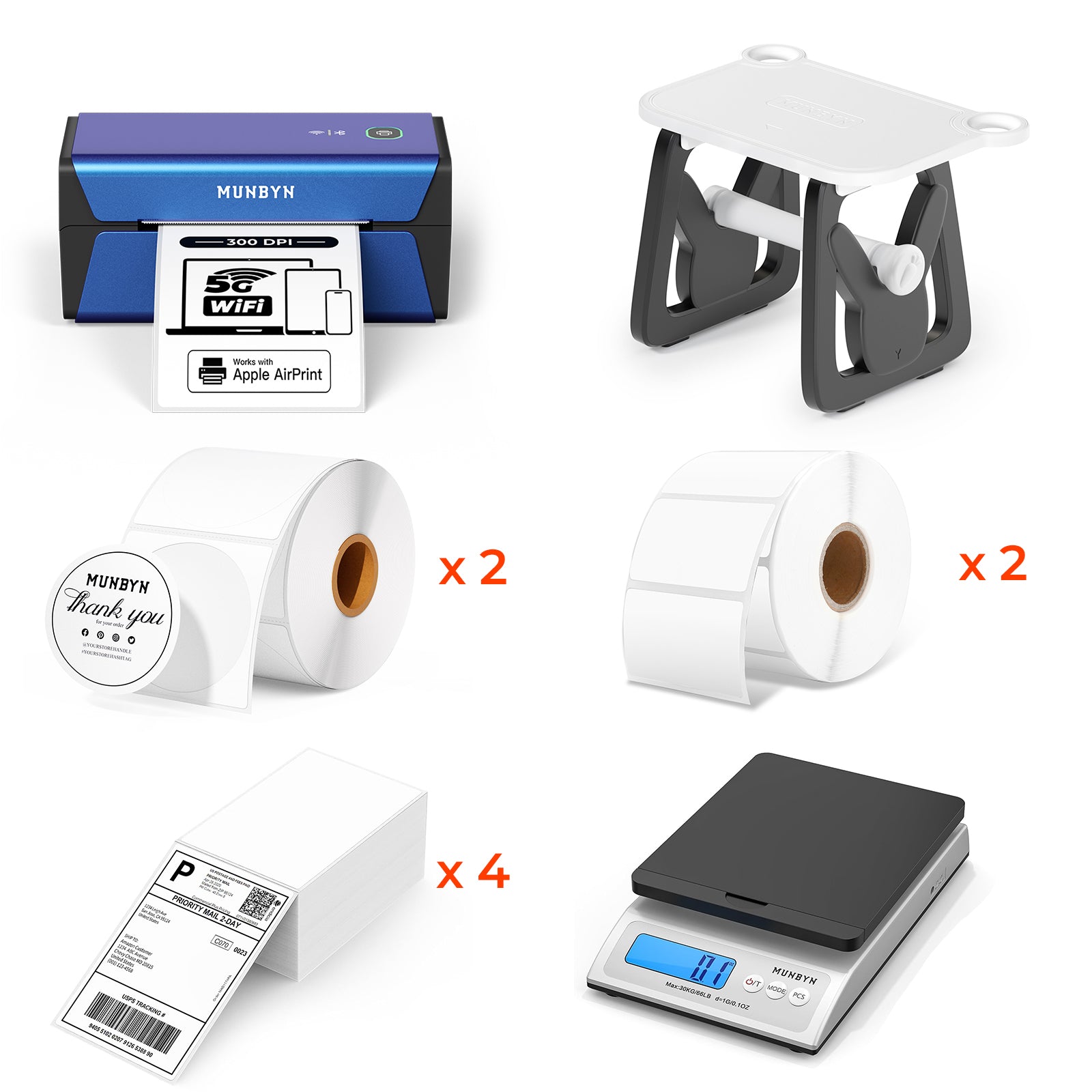 MUNBYN RealWriter 401AP AirPrint 300DPI Voice Controlled Thermal Printer Kits