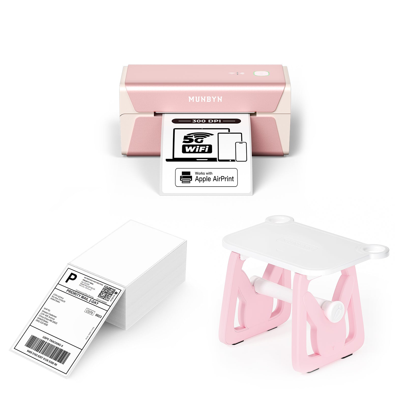 MUNBYN RealWriter 401AP AirPrint 300DPI Voice Controlled Thermal Printer Kits
