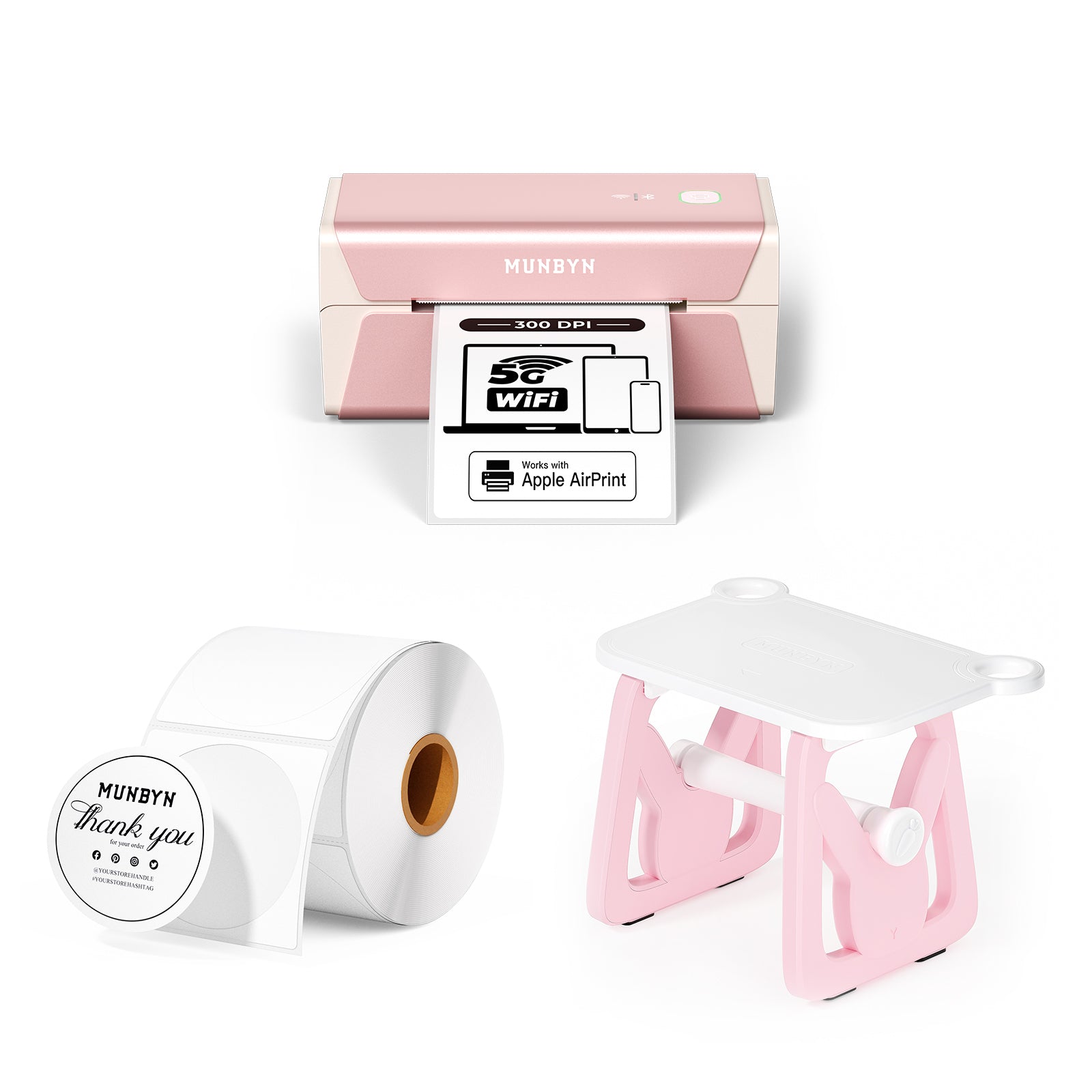 MUNBYN RealWriter 401AP AirPrint 300DPI Voice Controlled Thermal Printer Kits
