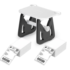 The combination of a label holder and two packs of shipping labels simplifies the shipping process.