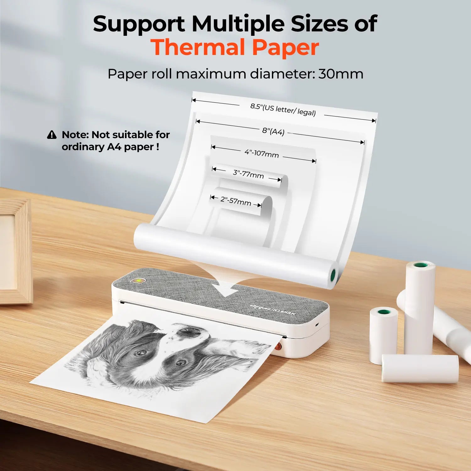 MUNBYN Bluetooth A4 Portable Thermal Printer ITP01