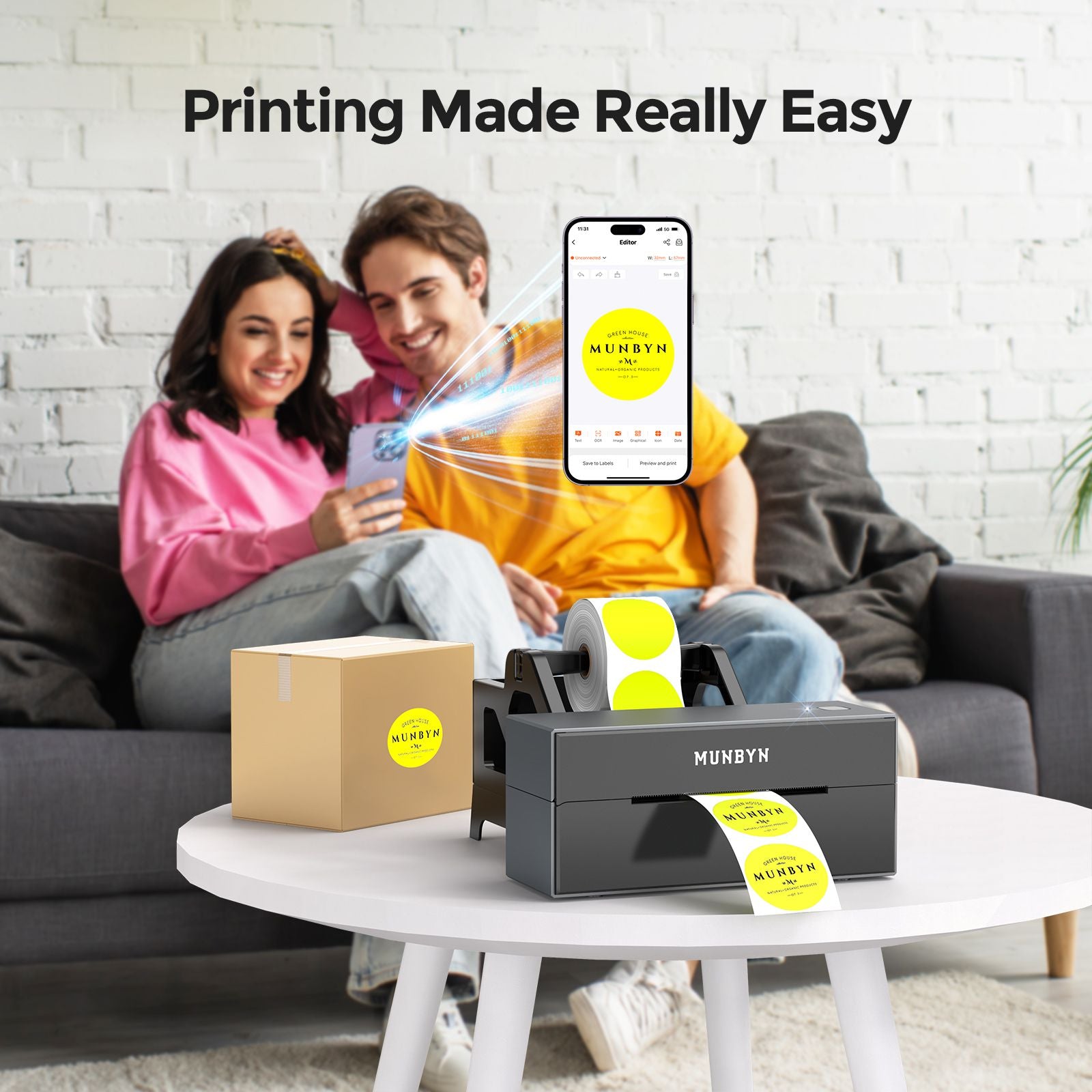 Create and customize label templates on their mobile devices and then send them wirelessly to the Bluetooth printer for printing.