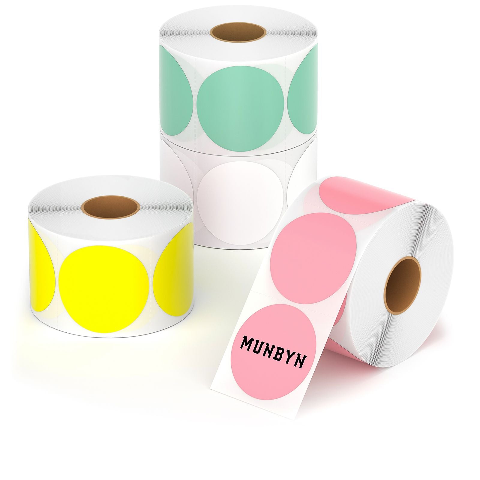MUNBYN coloured circle thermal sticker labels are the perfect solution for your labeling needs, whether you're labeling products or organizing your home or office.