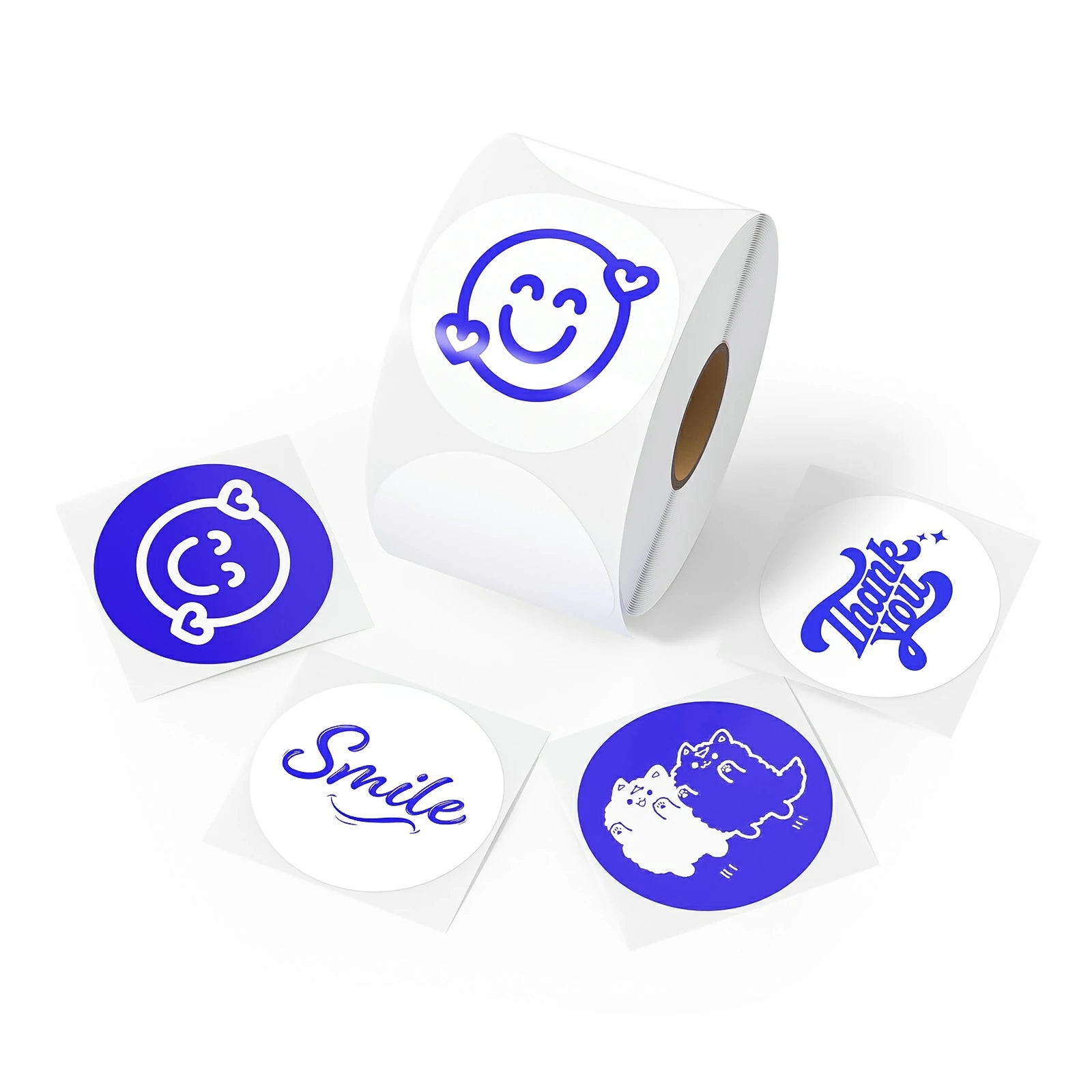 MUNBYN thermal labels, thermal sticker labels, color print, print color, Prints Out Blue Letters and Patterns, Prints Out Blue thermal labels, 2" Color Printing Thermal Label Stickers, Multi-Purpose Blue Thermal Stickers, blue print, print blue, 