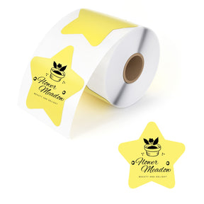 MUNBYN labels, sticker labels, star stickers, Gold, yellow, Pentagonal stickers, Pentagonal labels, yellow stars, blank label, roll labels, diy stickers, etsy labels, print stickers at home