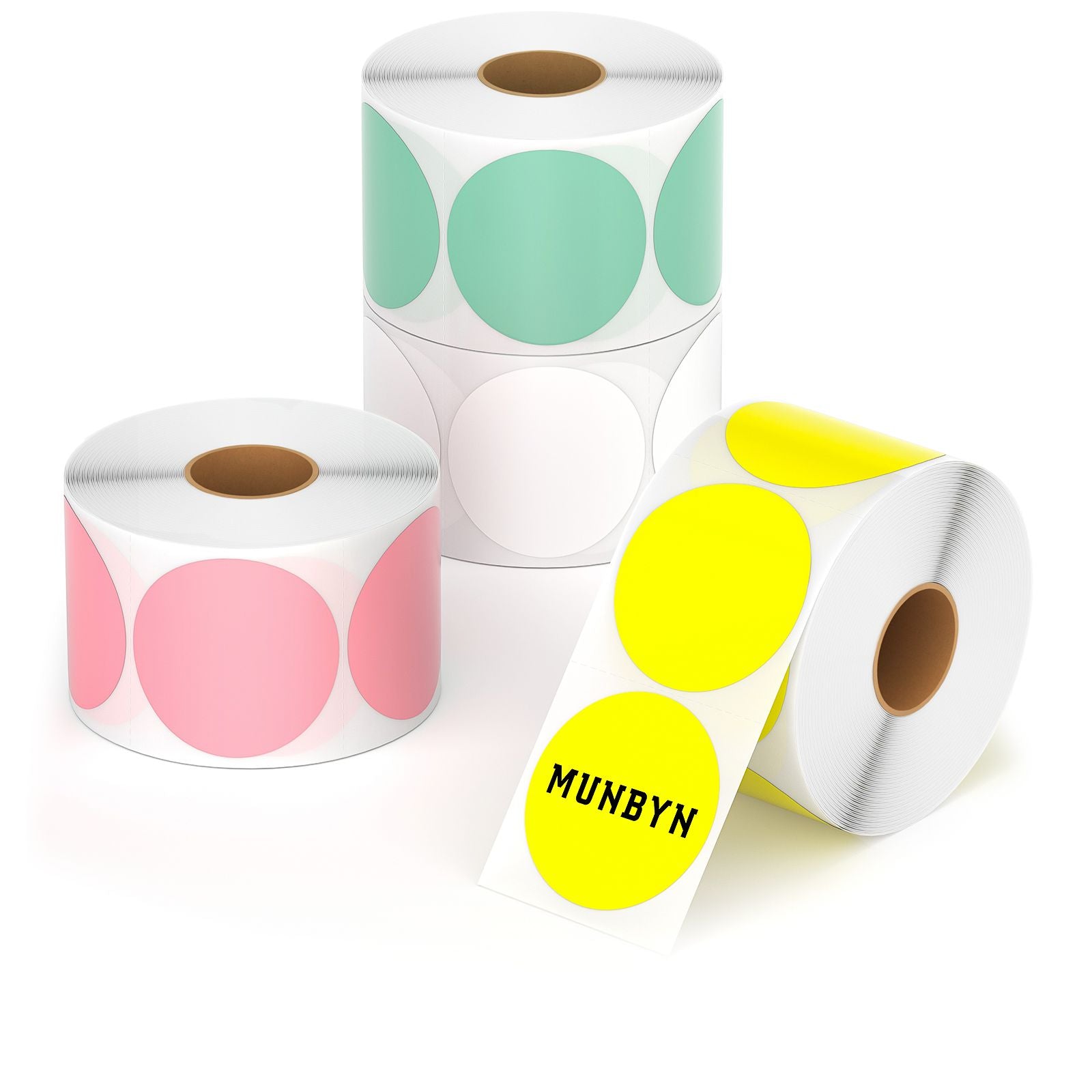 direct thermal, Stickers, circle label，round label，plain label, Thermal, labels, QR Code, Royal Mail, Self-Adhesive Round Direct Thermal Label, White Pink Green Yellow, Circle Sticker