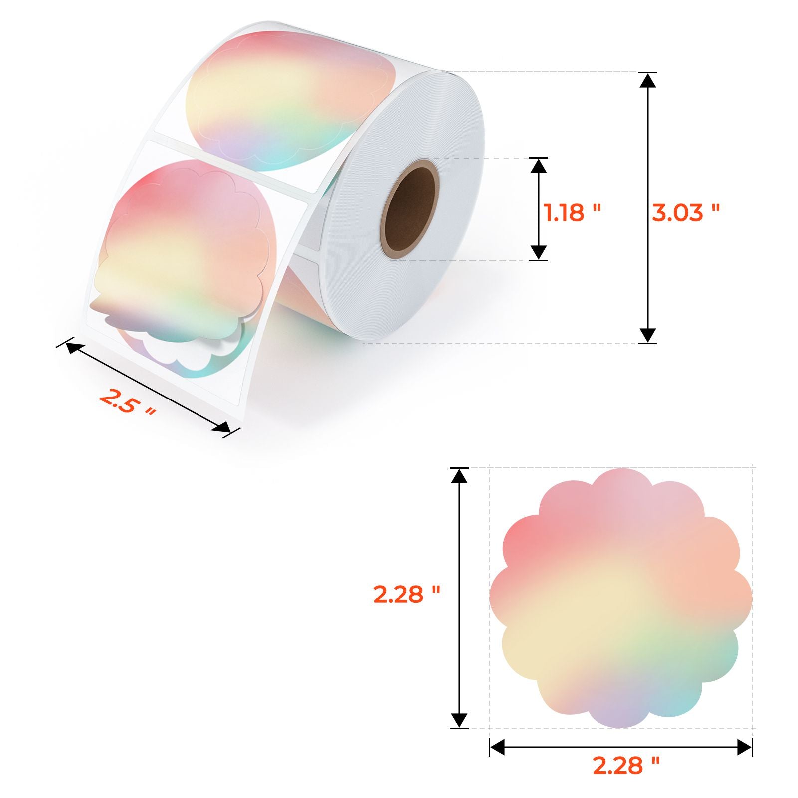 MUNBYN 2'' X 2'' Rainbow Thermal Label Sticker, Colorful Thermal