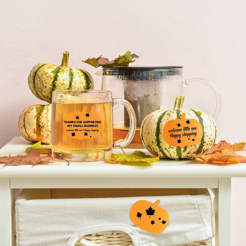 Side view of Pumpkin Shaped Direct Thermal Sticker Labels | 500 Labels Per Roll