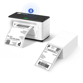 MUNBYN P941B white printer kit includes a label printer, and a stack of shipping labels.